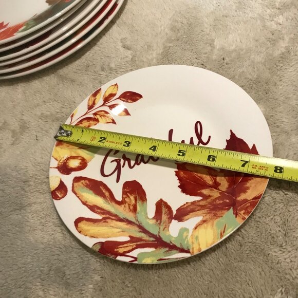 Set Of 6 Fall-Themed Grateful" Dinner Plates With Leaf Design 10.5 Inches Diamet - Picture 8 of 8